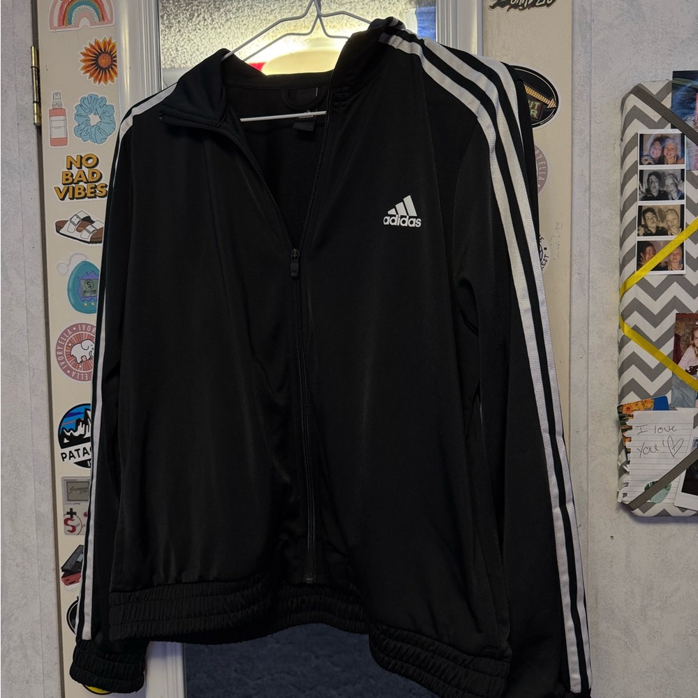 Adidas Black Jacket with White Accents